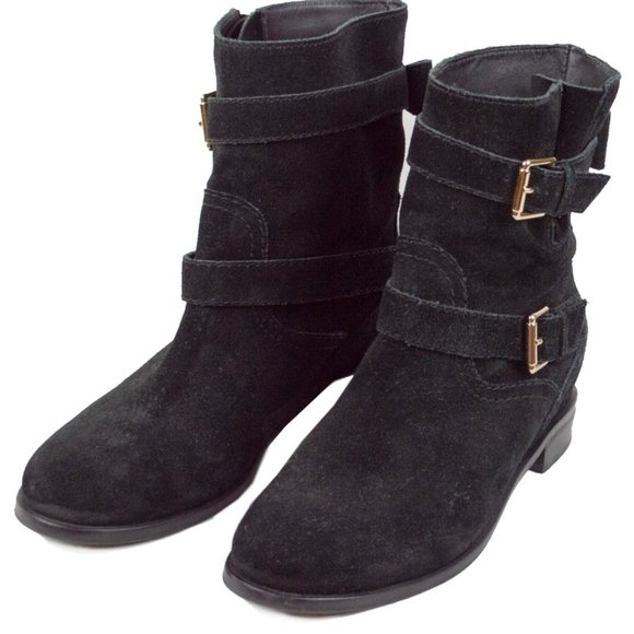 Kate Spade Sabina Black Suede Buckle & Bow Boots - Picture 9 of 14